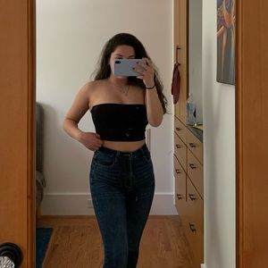 Black Cropped Tube Top S